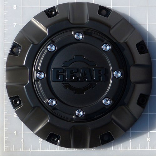 CAP-8C-M14 / Gear Alloy Satin Black with Chrome Rivets Bolt-On Center Cap 1