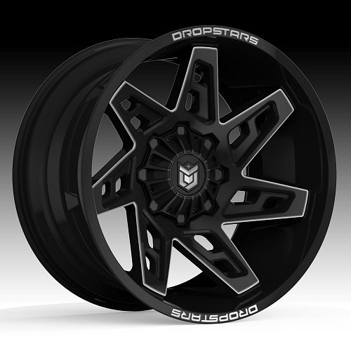 DropStars 653BM Black Milled Custom Wheels Rims 1