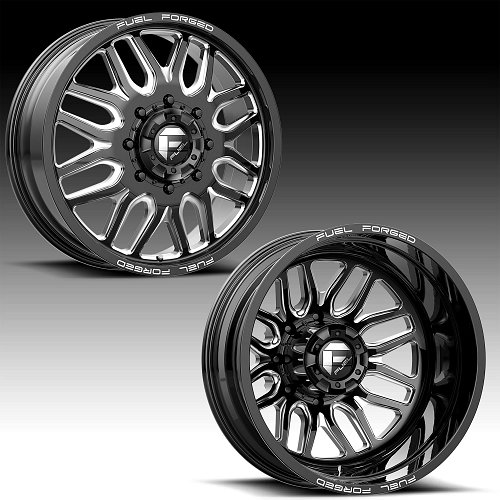 Fuel FF66D 8-Lug Gloss Black Milled Forged Dually Custom Truck Wheels ...