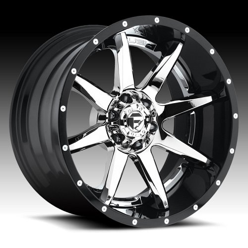 Fuel D237 Rampage 2-PC Chrome / Gloss Black Custom Truck Wheels Rims 1