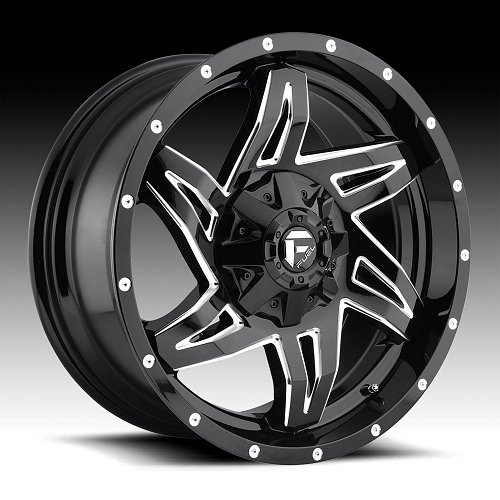 Fuel Rocker D613 Gloss Black Milled Custom Wheels Rims 1