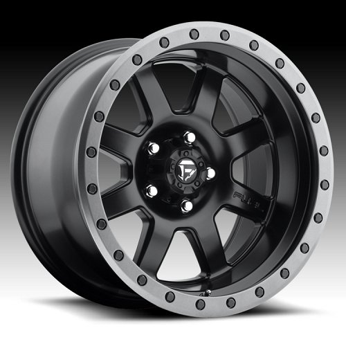 Fuel Trophy D551 Matte Black w/ Anthracite Ring Custom Truck Wheels Rims 1