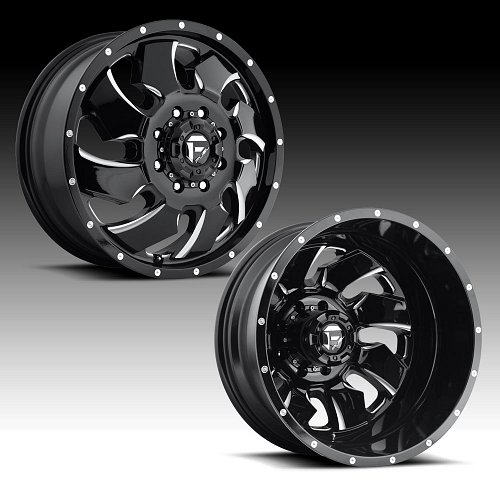 Fuel Cleaver Dually D574 Gloss Black Milled Custom Wheels Rims 1