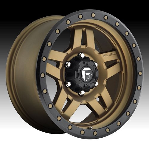 Fuel Anza D583 Matte Bronze w/ Black Ring Custom Truck Wheels Rims 1
