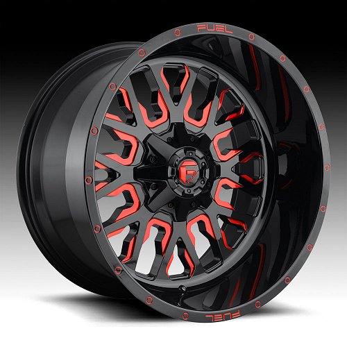 Fuel Stroke D612 Black Milled Red Tint Custom Wheels Rims 1