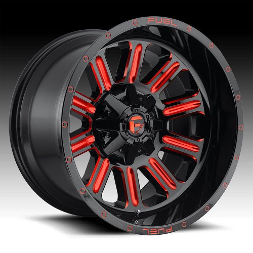 Fuel Hardline D621 Black Milled Red Tint Custom Wheels Rims 1