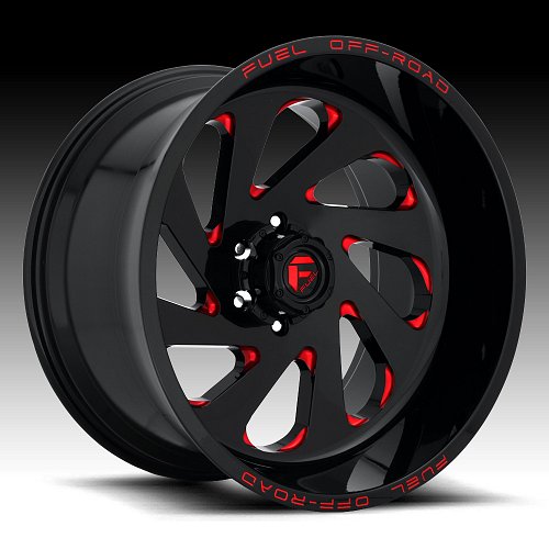 Fuel Vortex D638 Gloss Black Candy Red Custom Wheels Rims 1