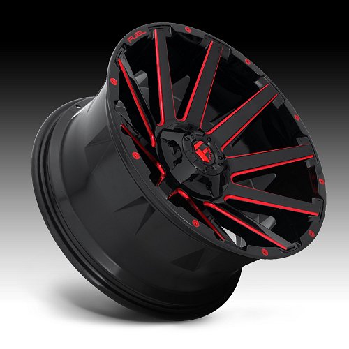 Fuel Contra D643 Gloss Black Candy Red Custom Wheels Rims 2