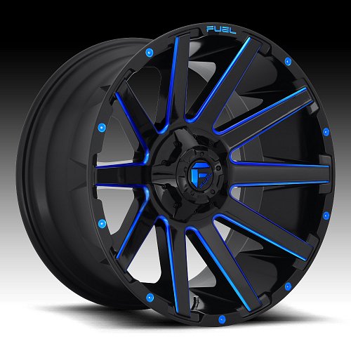 Fuel Contra D644 Gloss Black Candy Blue Custom Wheels Rims 1