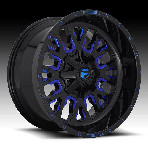 Fuel Stroke D645 Gloss Black Candy Blue Custom Wheels Rims 1