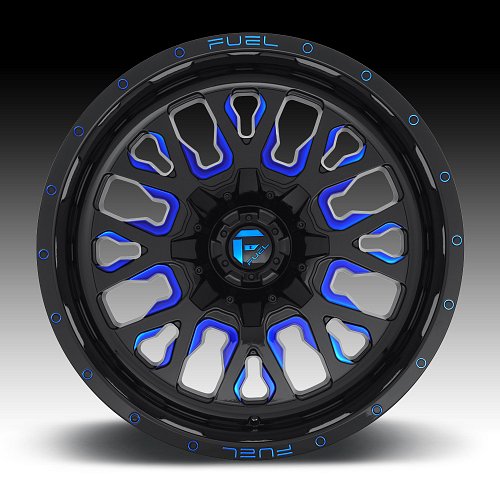 Fuel Stroke D645 Gloss Black Candy Blue Custom Wheels Rims 2