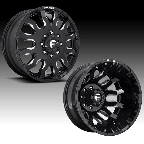 Fuel Blitz Dually D673 Gloss Black Milled Custom Wheels Rims 1