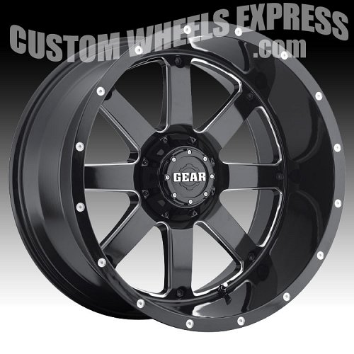 Gear Alloy 726MB Big Block 726 Black Milled Custom Rims Wheels 2