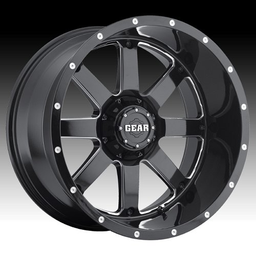 Gear Alloy 726MB Big Block 726 Black Milled Custom Rims Wheels 1