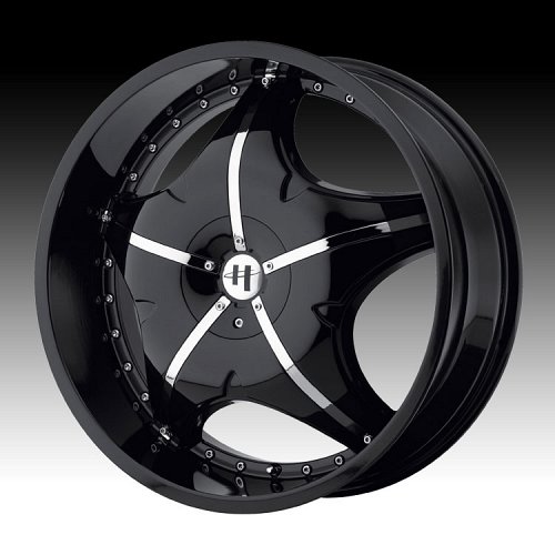 Helo HE846 846 Gloss Black w/ Chrome Inserts Custom Rims Wheels 1