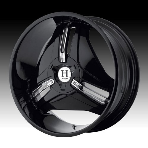 Helo HE849 849 Gloss Black w/ Chrome Inserts Custom Rims Wheels 1