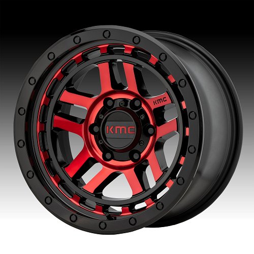 KMC KM540 Recon Machined Gloss Black Red Tint Custom Wheels Rims 1