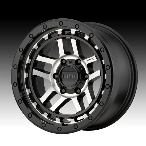 KMC KM540 Recon Machined Satin Black Custom Wheels Rims 1