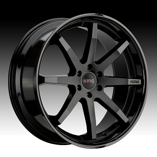 KMC KM715 Reverb Satin Black Gloss Black Custom Wheels Rims 1