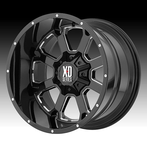 XD Series XD825 Buck 25 Gloss Black Milled Custom Wheels Rims 1