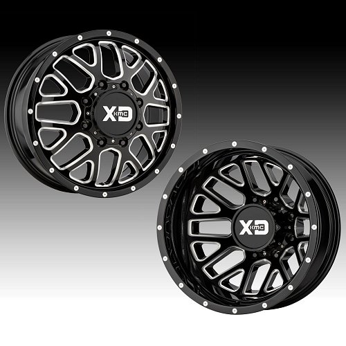 XD Series XD843 Grenade Dually Gloss Black Milled Custom Wheels Rims 1