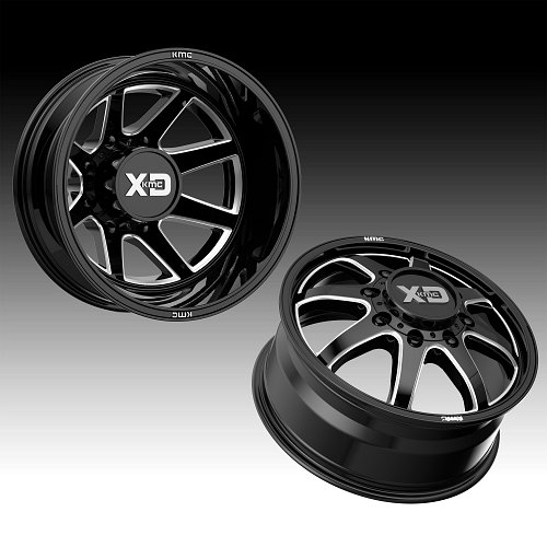 XD Series XD845 Pike Dually Gloss Black Milled Custom Wheels Rims 1
