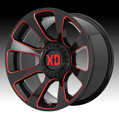 XD Series XD854 Reactor Gloss Black Milled Red Tint Custom Wheels Rims 1