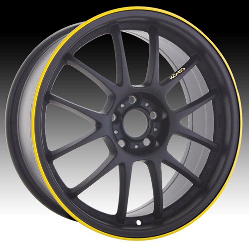 Konig Daylite 58BY DY Black w/ Yellow Stripe Custom Rims Wheels 1