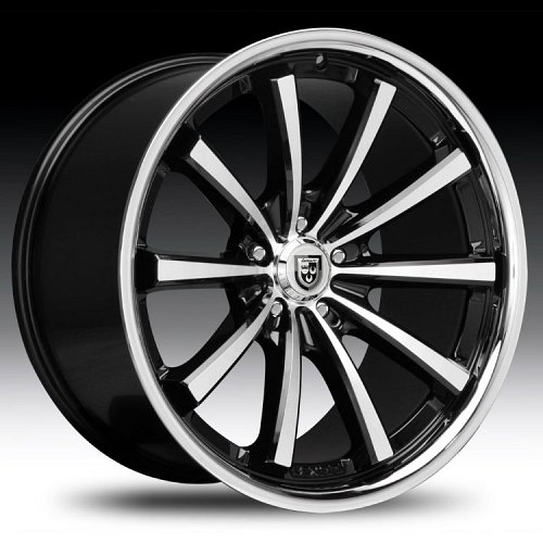 Lexani CVX-55 Gloss Black Machined w/ Stainless Steel Chrome Lip Custom Wheels Rims 1