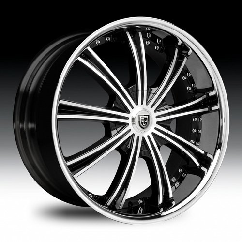 Lexani LX-19 Snyper Gloss Black Machined w/ Stainless Steel Chrome Lip Custom Wheels Rims 1