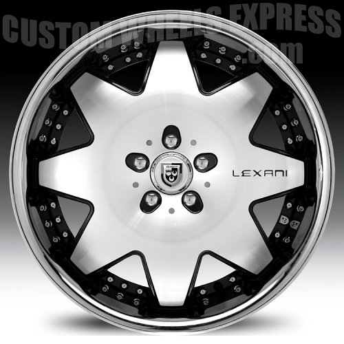 Lexani LX-2 Gloss Black Machined with Stainless Steel Chrome Lip Custom Wheels Rims 2