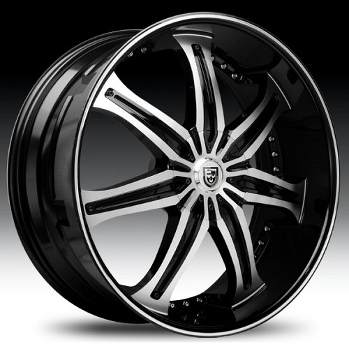 Lexani LX-7 Gloss Black Machined w/ Pinstripe Custom Rims Wheels 1
