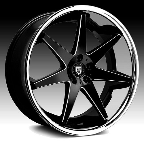 Lexani R-Seventeen Gloss Black Milled Chrome Lip Custom Wheels Rims 1
