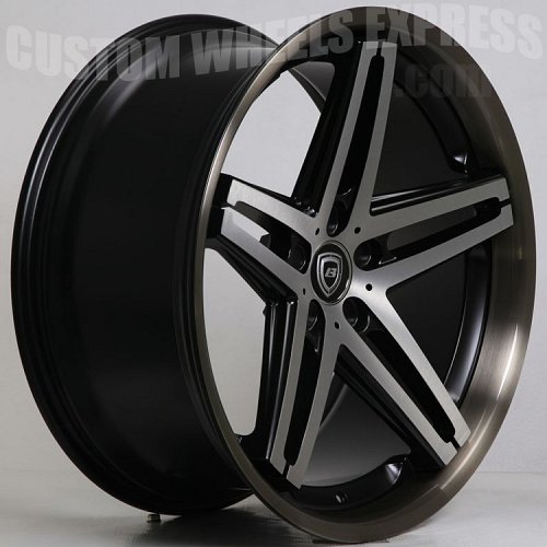 Lexani R-Five / R5 Machined Black w/ Double Tinted Stainless Lip Custom Wheels Rims 1