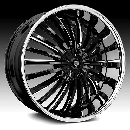 Lexani Royal Gloss Black Milled and Chrome Lip Custom Wheels Rims 1