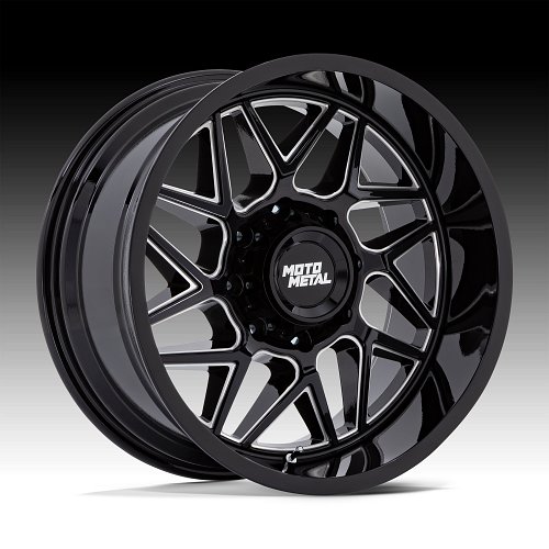 Moto Metal MO812BE Turbine Gloss Black Milled Custom Truck Wheels ...