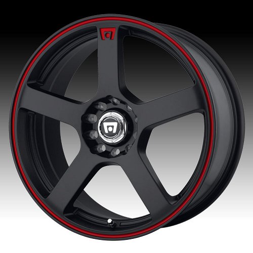 Motegi Racing MR116 116 Matte Black w/ Red Stripe Custom Rims Wheels 1