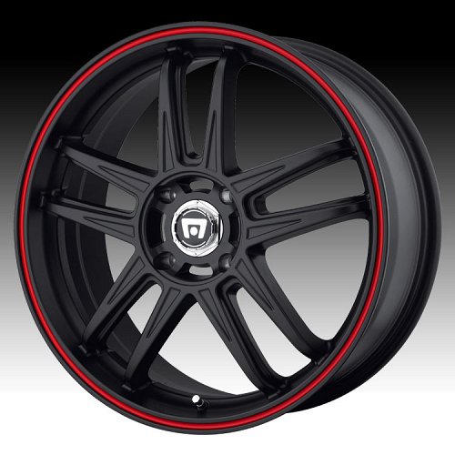 Motegi Racing MR117 117 Matte Black w/ Red Stripe Custom Rims Wheels 1
