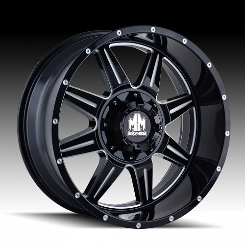 Mayhem Monstir 8100 Gloss Black Milled Custom Wheels Rims 1