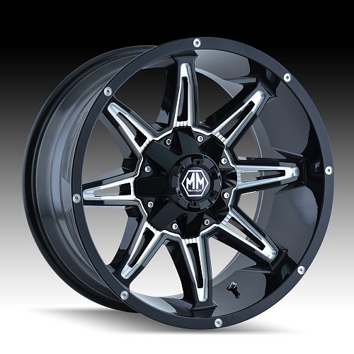 Mayhem Rampage 8090 Gloss Black Milled Custom Wheels Rims 1