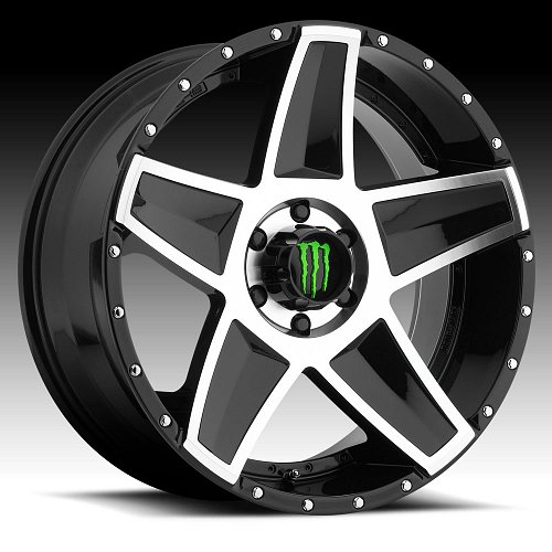 DropStars Monster Energy Edition 648MB Machined Black Custom Wheels Rims 1