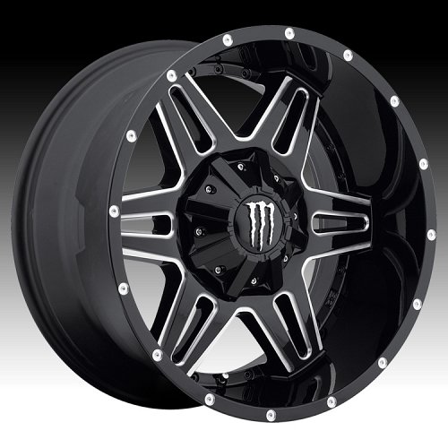 TIS Monster Energy Edition 538BM Black Milled Custom Wheels Rims 1