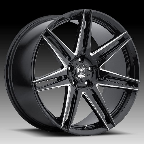 Motiv 414BM Modena Gloss Black Milled Accents Custom Rims Wheels 1