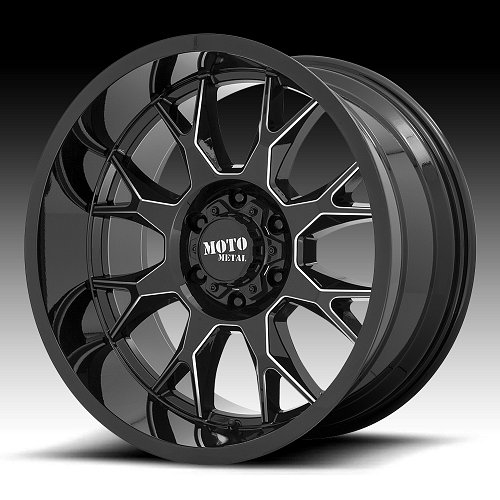 Moto Metal MO806 Talon Gloss Black Milled Custom Truck Wheels Rims 1