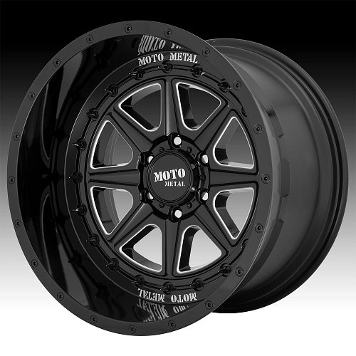 Moto Metal MO801 Phantom Gloss Black Milled Custom Wheels Rims 1