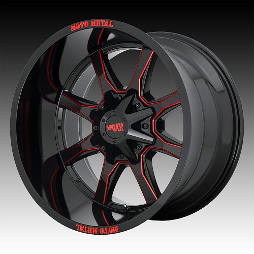 Moto Metal MO970 Black Milled Red Tint Custom Wheels Rims 1