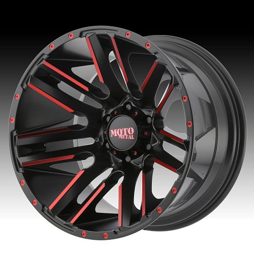Moto Metal MO978 Razor Black Machined Red Tint Wheels Rims 1