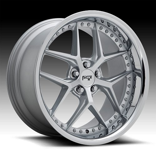 Niche Vice M225 Silver w/ Chrome Lip Custom Wheels Rims 1