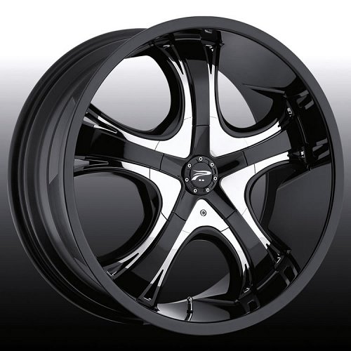 Platinum 415 / 416 Patriarch Black w/ Chrome Inserts Custom Rims Wheels 1