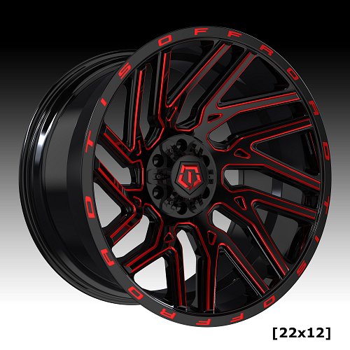 TIS Wheels 554BMR Gloss Black Red Milled Custom Truck Wheels - 554BMR ...